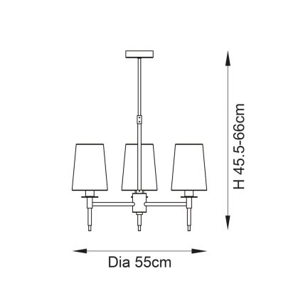 Endon 99456 - hanglamp met stang 3xE14/6W/230V goud/wit