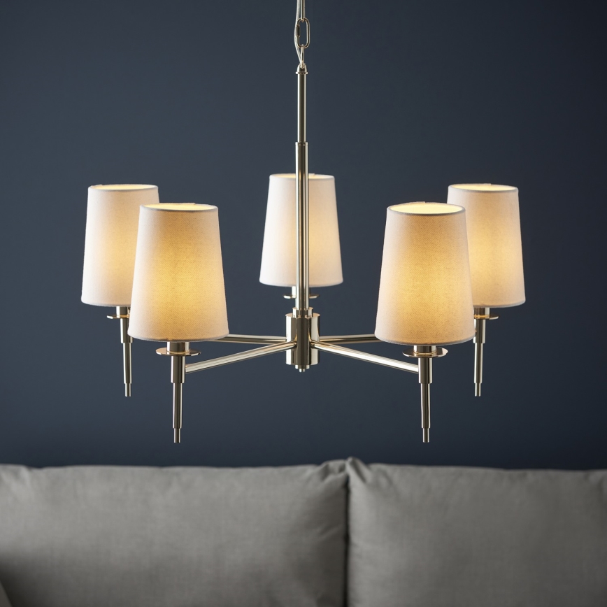 Endon 99457 - Kroonluchter met ketting 5xE14/6W/230V glanzend chroom/wit
