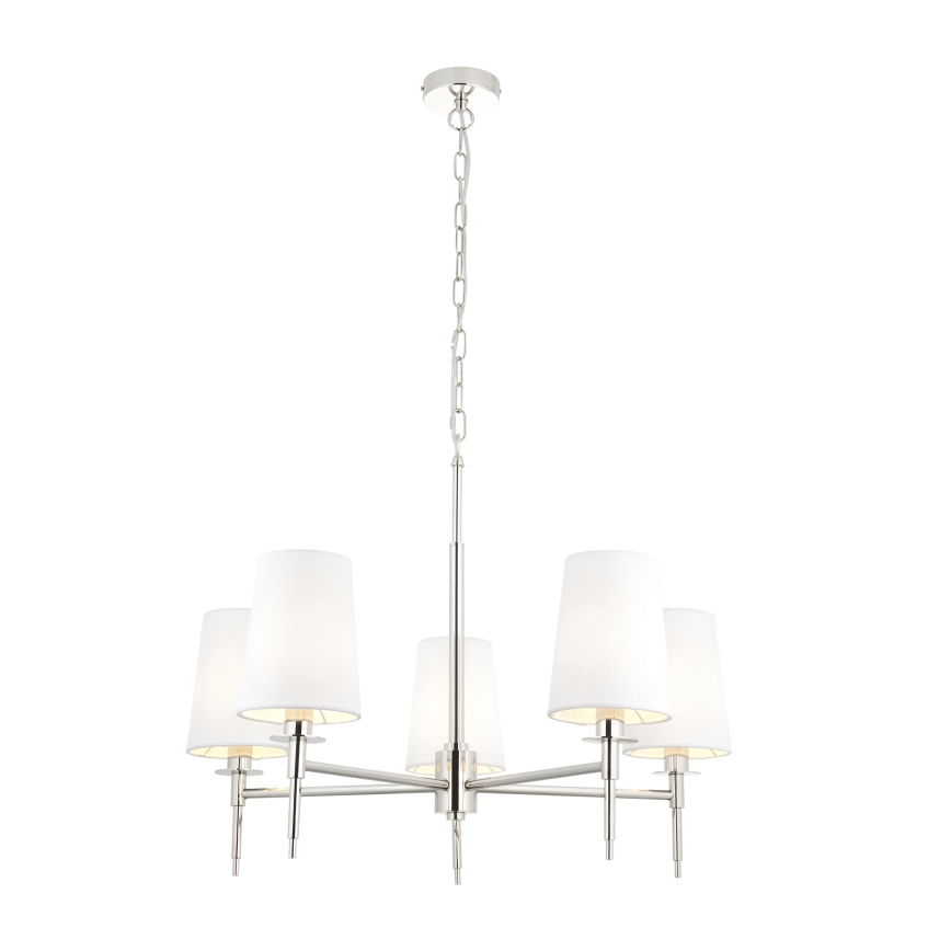 Endon 99457 - Kroonluchter met ketting 5xE14/6W/230V glanzend chroom/wit