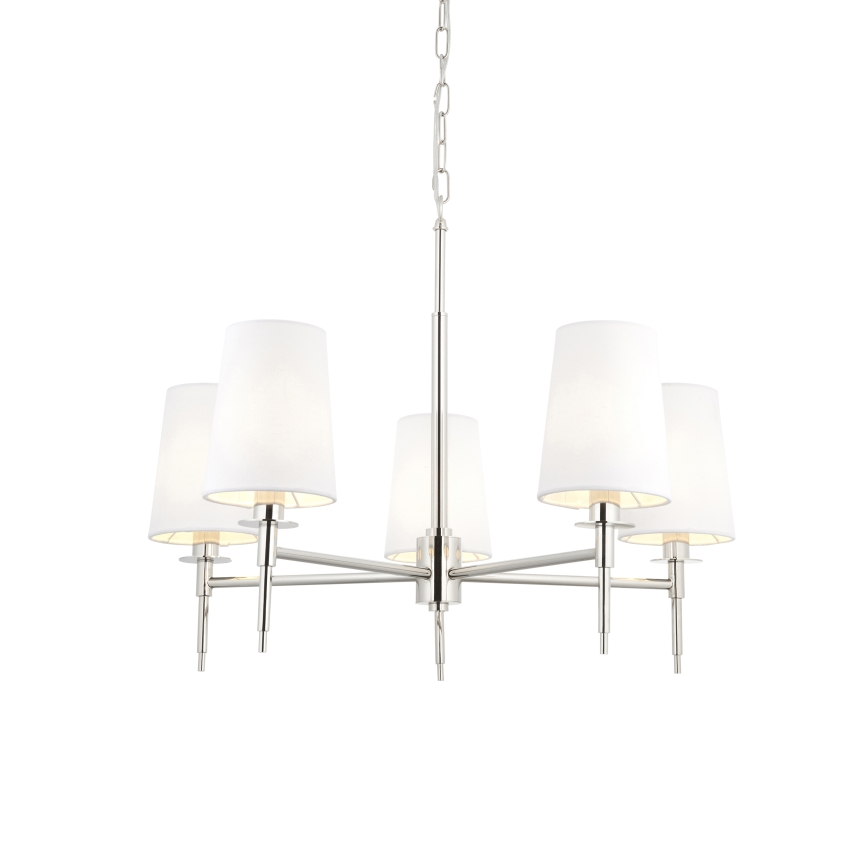 Endon 99457 - Kroonluchter met ketting 5xE14/6W/230V glanzend chroom/wit