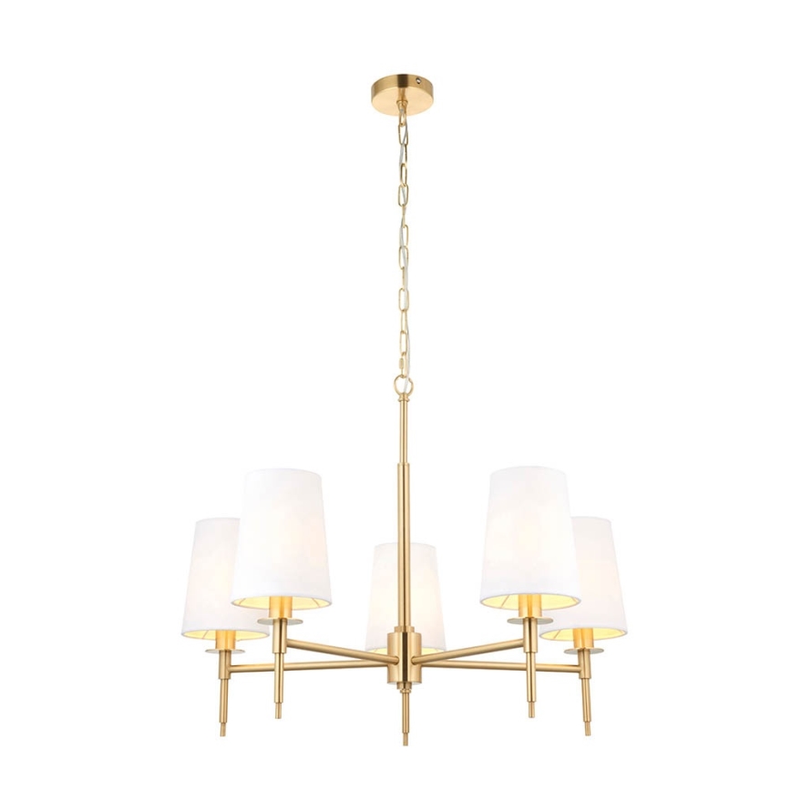 Endon 99458 - Kroonluchter aan ketting 5xE14/6W/230V goud/wit