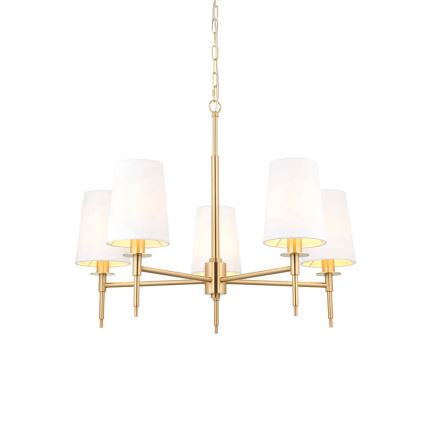 Endon 99458 - Kroonluchter aan ketting 5xE14/6W/230V goud/wit