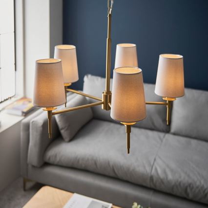Endon 99458 - Lustre suspendu à chaîne 5xE14/6W/230V doré/blanc