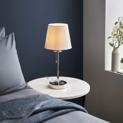 Endon 99596 - Lampe de table 1xE27/10W/230V blanche/chrome brillant