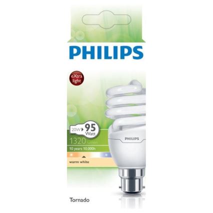 Energiebesparende lamp Philips TORNADO B22/20W/230V 2700K