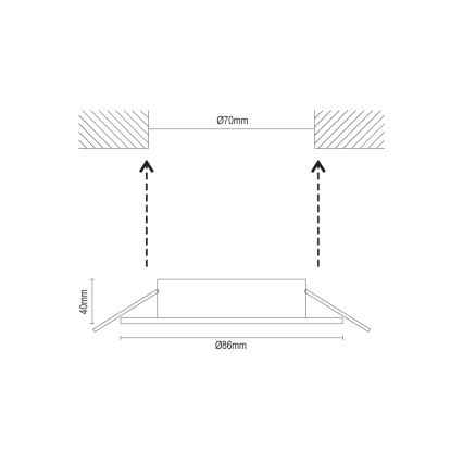 Enjoliveur pour luminaire encastré GU10 Ø 8,6 cm, noir