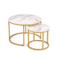 Ensemble de 2 tables basses PACILA au décor effet marbre et à la finition dorée