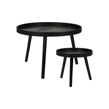 Ensemble de 2 tables basses VERDE Ø 60 et 38 cm, noires