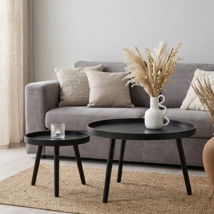 Ensemble de 2 tables basses VERDE Ø 60 et 38 cm, noires