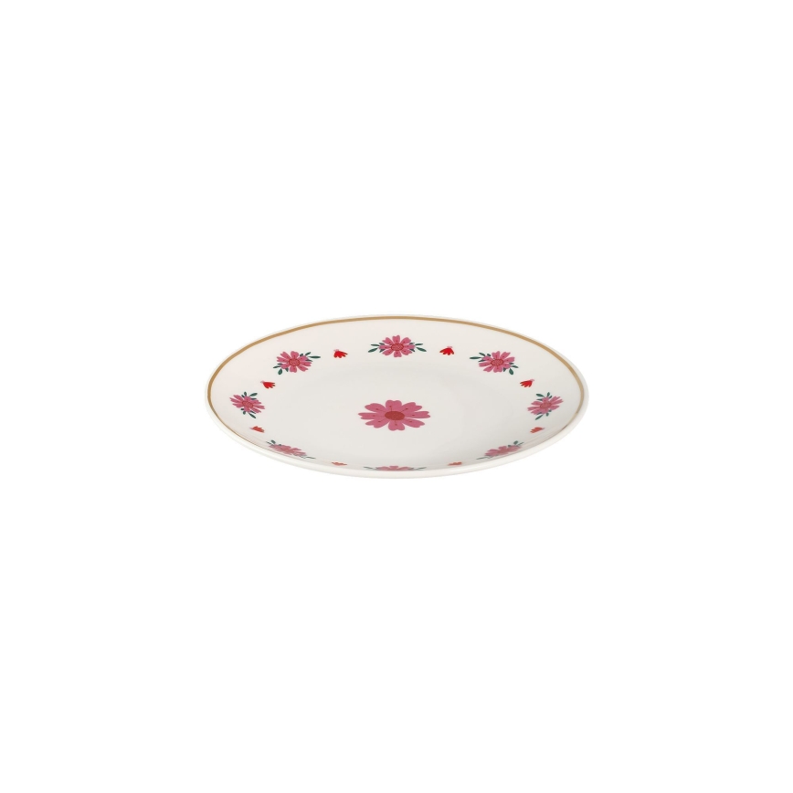 Ensemble de 24 pièces, blanc/rouge/vert, en porcelaine
