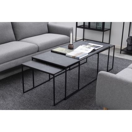 Ensemble de 3 tables basses ALMA anthracite