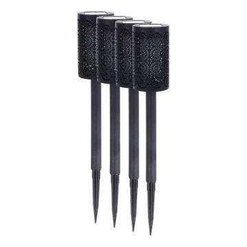 Ensemble de 4 lampes solaires LED DECOR, 1,2 V, 150 mAh, 3000 K (blanc chaud), 39 cm, IP44, noir