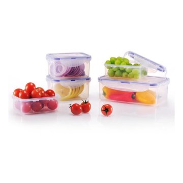 ENSEMBLE DE 5 Boîtes alimentaires LOCK bleu/transparent