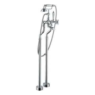 Ensemble de baignoire autoportante avec mitigeur 106,3 cm, chrome brillant