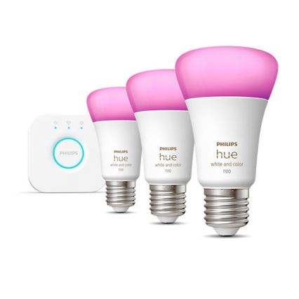 Ensemble de base Philips Hue WHITE AND COLOR AMBIANCE 3xE27/9W/230V 2000-6500K + dispositif d