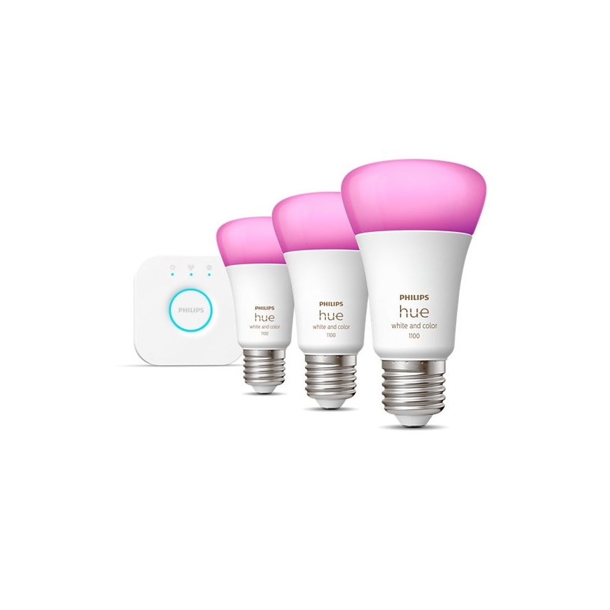 Ensemble de base Philips Hue WHITE AND COLOR AMBIANCE 3xE27/9W/230V 2000-6500K + dispositif d'interconnexion