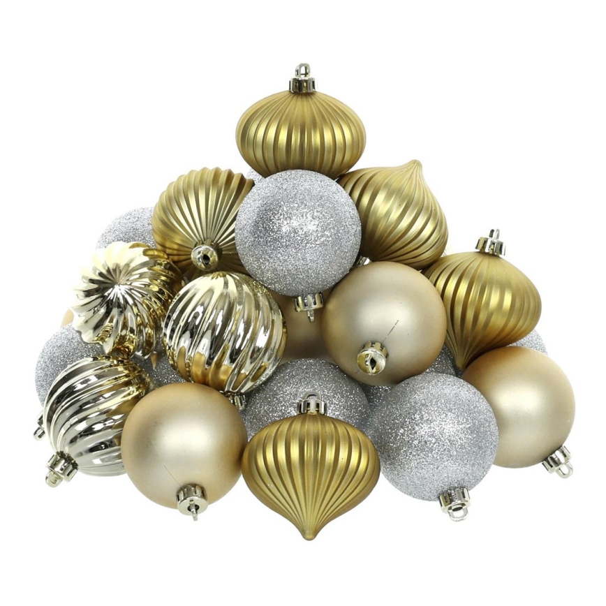 Ensemble de décorations de Noël 30 pcs doré/argenté