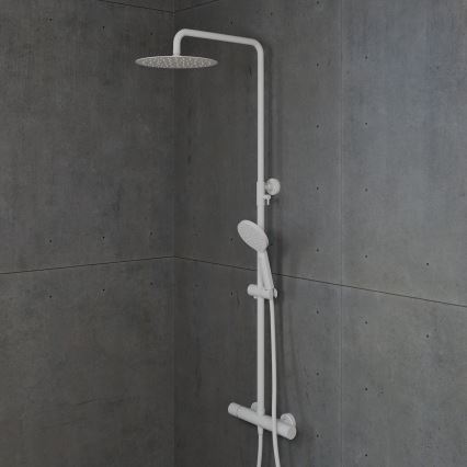 Ensemble de douche avec mitigeur thermostatique DRAGOR, blanc mat