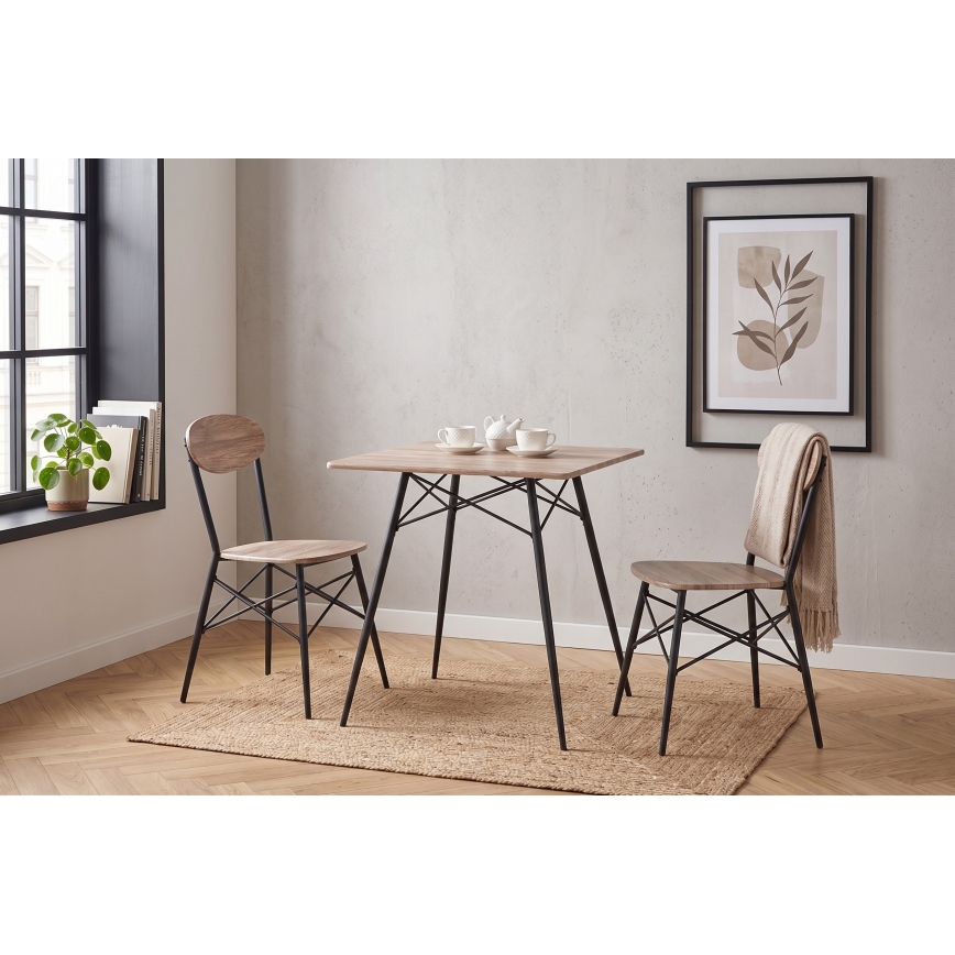 Ensemble de salle à manger KABIR 70x70 cm chêne/noir