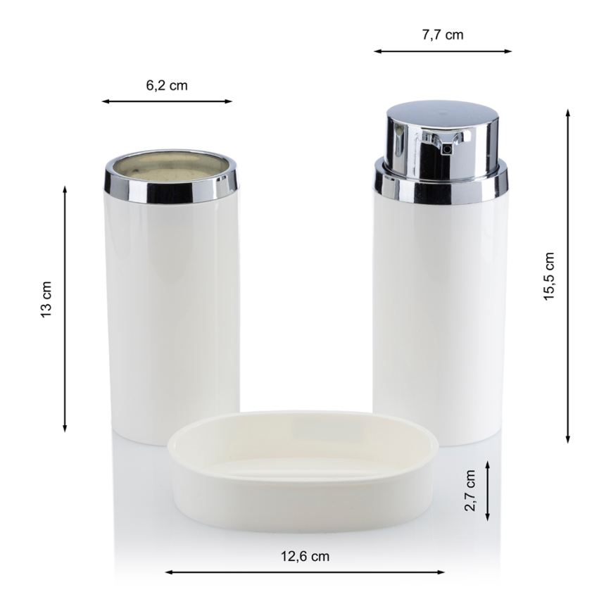 Ensemble de salle de bain CARMEN 5 pce blanc/chrome brillant