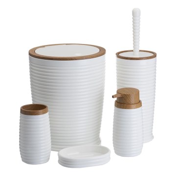 Ensemble de salle de bain CAROL 5 pce blanc/marron