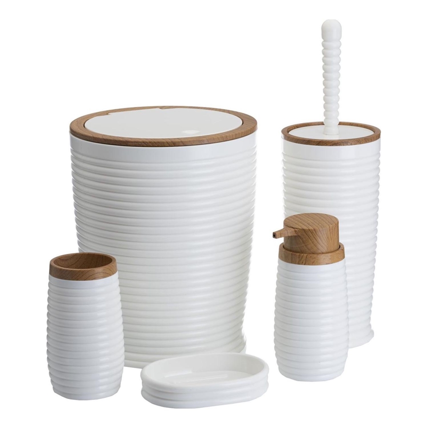 Ensemble de salle de bain CAROL 5 pce blanc/marron