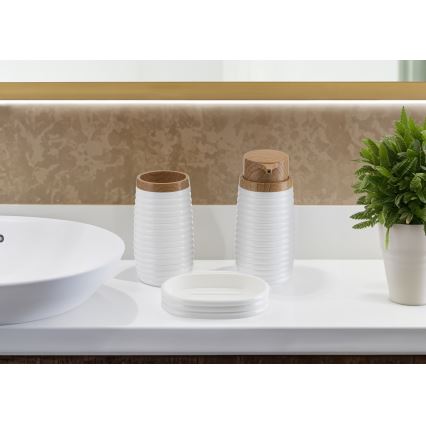 Ensemble de salle de bain CAROL 5 pce blanc/marron