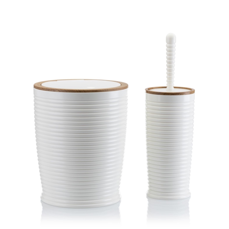 Ensemble de salle de bain CAROL 5 pce blanc/marron