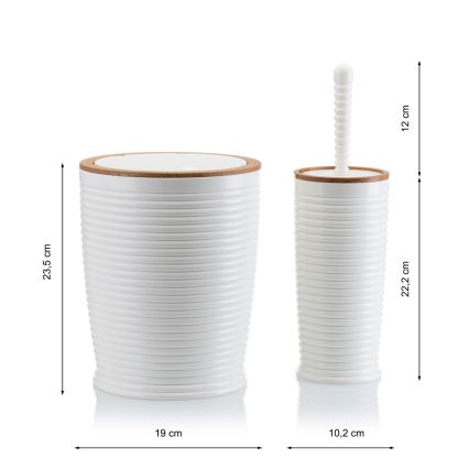 Ensemble de salle de bain CAROL 5 pce blanc/marron