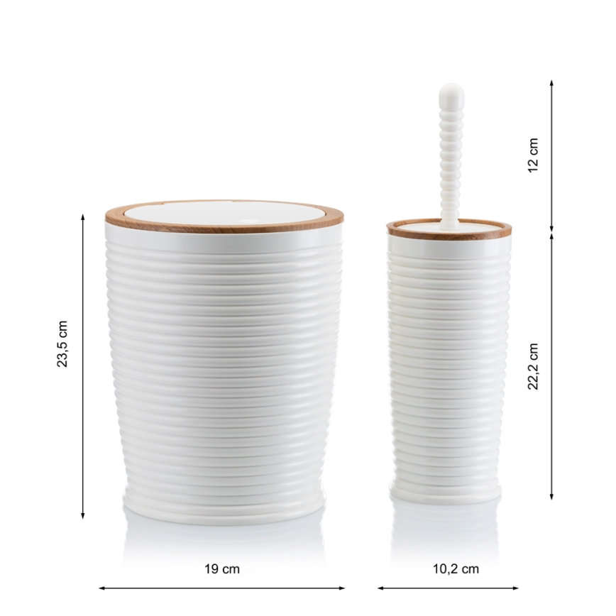 Ensemble de salle de bain CAROL 5 pce blanc/marron