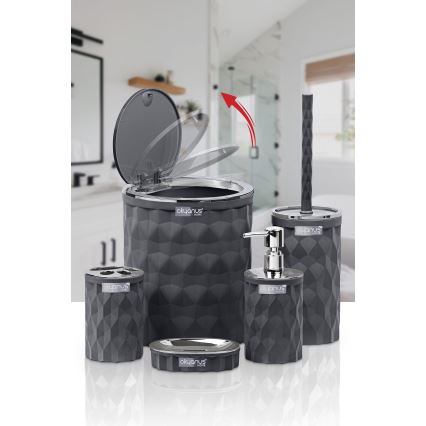 Ensemble de salle de bain DIAMOND 5 pce anthracite/chrome brillant