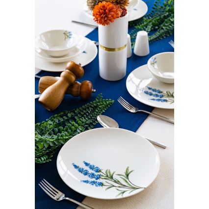 Ensemble de table 18 pièces en porcelaine, blanc/bleu/vert