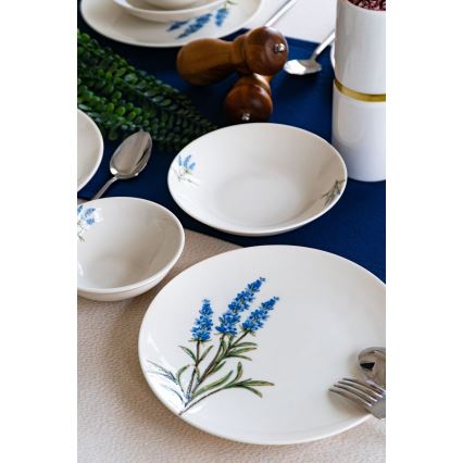 Ensemble de table 18 pièces en porcelaine, blanc/bleu/vert