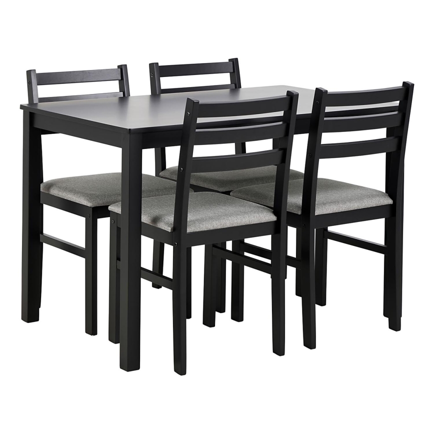 Ensemble de table et 4 chaises de salle à manger EMILY noir