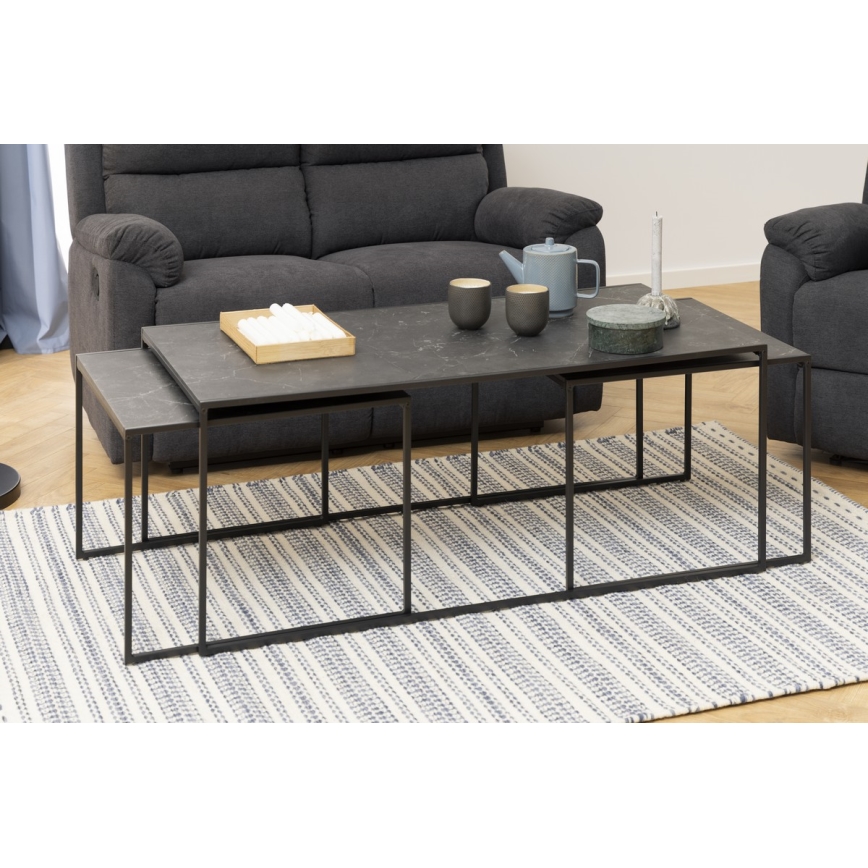 Ensemble de tables basses ALMA 3 pcs anthracite