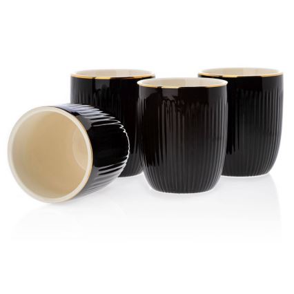 Ensemble de tasses en céramique avec carafe et plateau KENDI noir