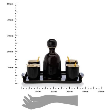 Ensemble de tasses en céramique avec carafe et plateau KENDI noir