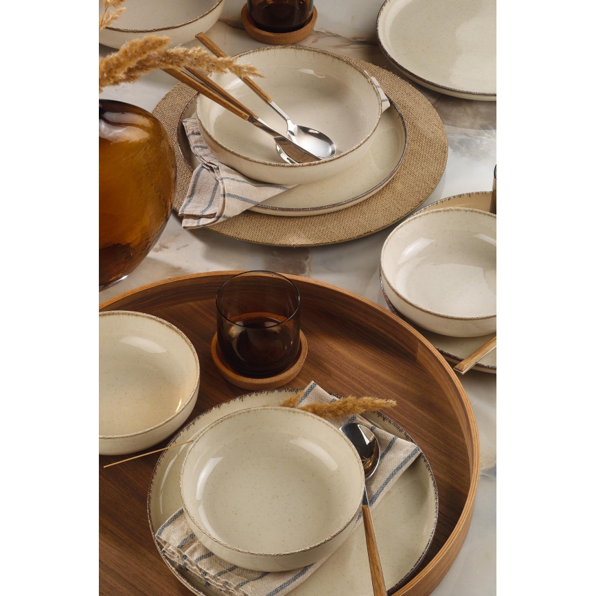 Ensemble de vaisselle 12 pièces beige en porcelaine