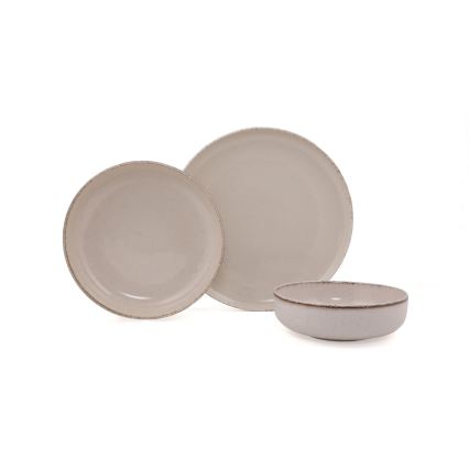 Ensemble de vaisselle 12 pièces beige en porcelaine