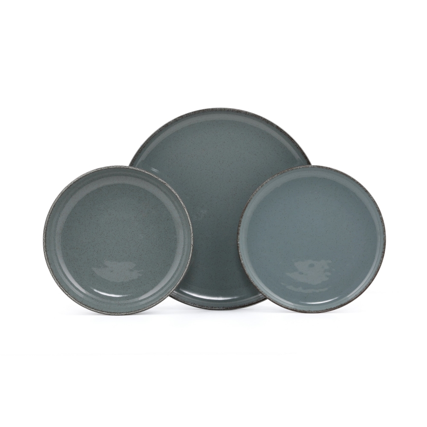 Ensemble de vaisselle 18 pièces bleu/porcelaine