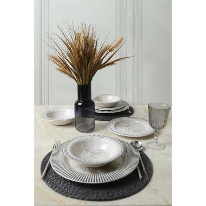 Ensemble de vaisselle 18 pièces gris/crème/céramique