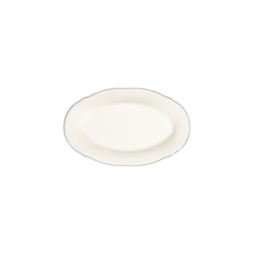 Ensemble de vaisselle 18 pièces, porcelaine crème/argent