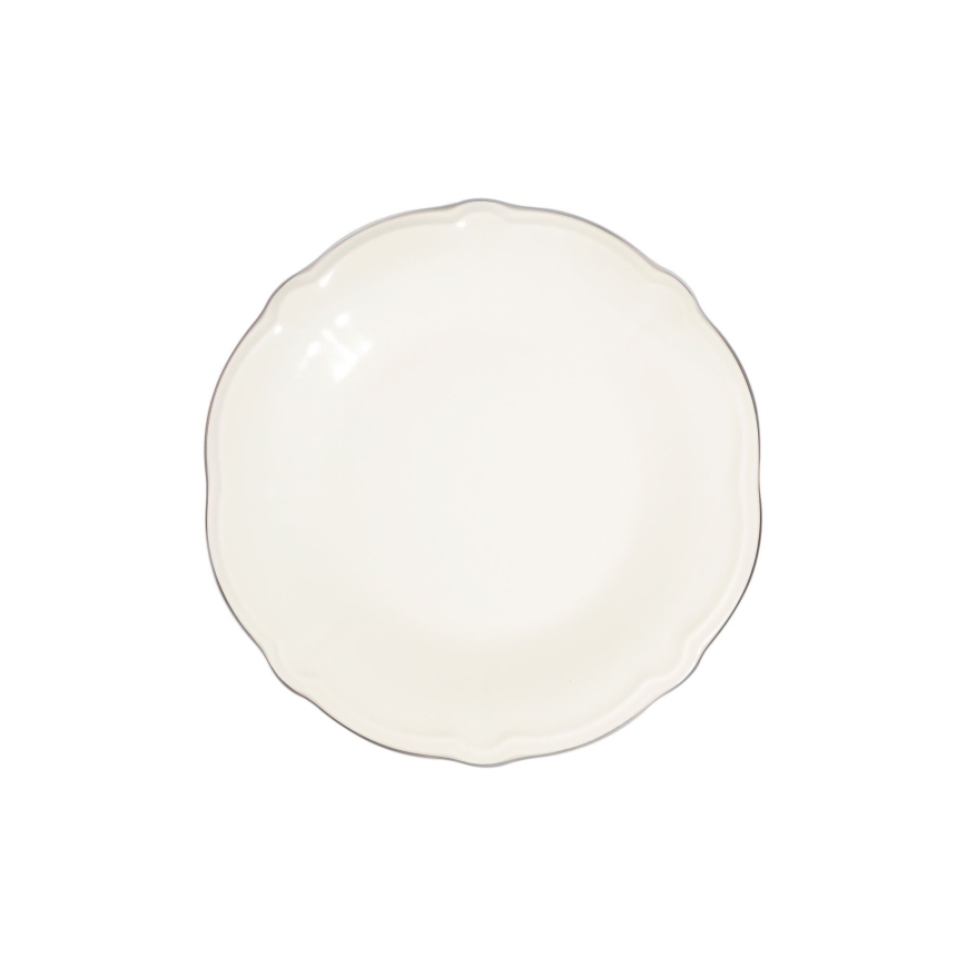 Ensemble de vaisselle 18 pièces, porcelaine crème/argent