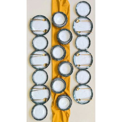 Ensemble de vaisselle 24 pièces blanc/anthracite en céramique