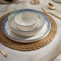 Ensemble de vaisselle 24 pièces blanc/bleu/porcelaine