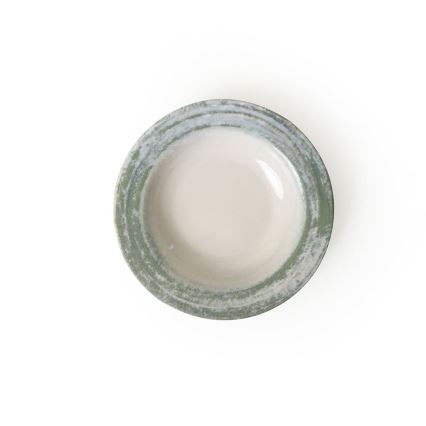 Ensemble de vaisselle 24 pièces en céramique, crème/vert