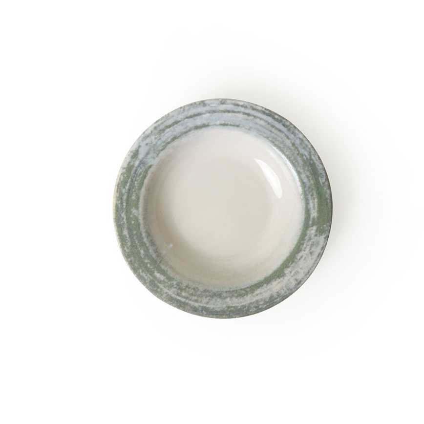 Ensemble de vaisselle 24 pièces en céramique, crème/vert