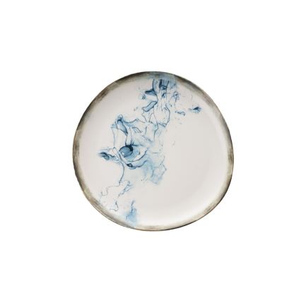 Ensemble de vaisselle 24 pièces en porcelaine, blanc/bleu