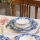 Ensemble de vaisselle 24 pièces en porcelaine, blanc/bleu
