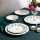 Ensemble de vaisselle 24 pièces en porcelaine, blanc/vert/rouge
